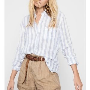 Rails Charli Shirt In Cayman Stripe Linen Button Down
